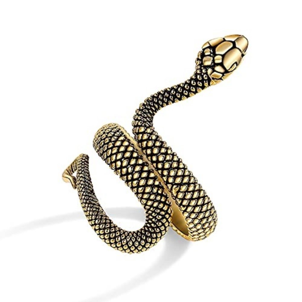 Gold Vintage Snake Ring for Men Women